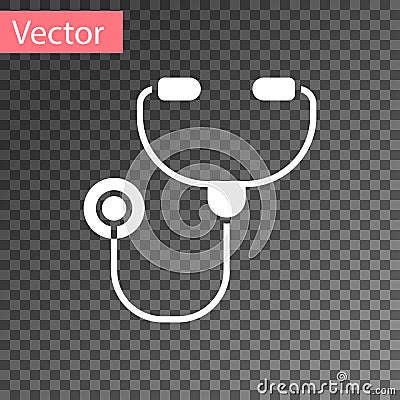White Stethoscope medical instrument icon isolated on transparent background. Vector Vector Illustration