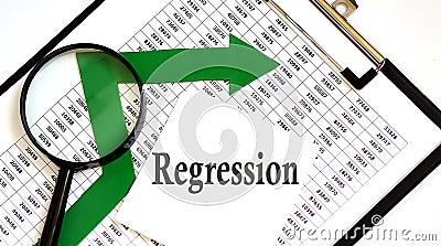 White sticskers with text REGRESSION on chart Stock Photo