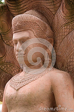 White stone carving buddha with naga 04 Stock Photo