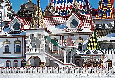 White stone house Izmailovo Kremlin in Moscow Stock Photo