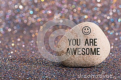 You are awesome on stone Stock Photo