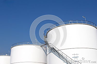 White storage tanks Stock Photo