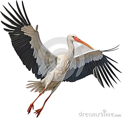 White Stork, Close-up colored-pencil sketch of a White Stork, Ciconia ciconia. AI-Generated. Stock Photo