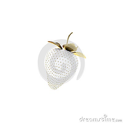 White Strawberry Floating In the Air. 3D Render Stock Photo