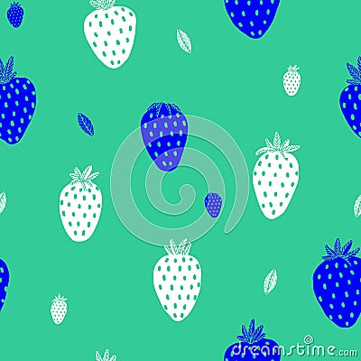 White Strawberry Mint background Vector Illustration