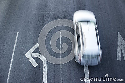 White street car in motion Stock Photo