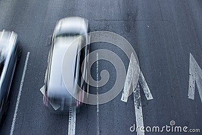 White street car in motion Stock Photo