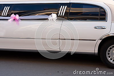 White stretch limousine Stock Photo