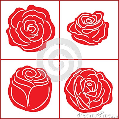 White stripes in red rose shape Vector Illustration