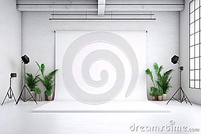 White Studio Background with Spotlight, Professional Product Photography Stock Photo