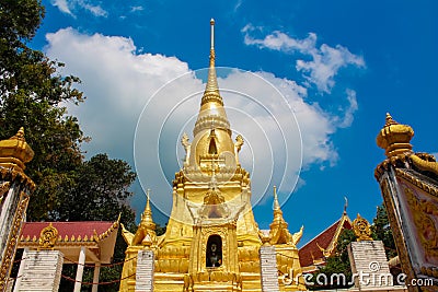 Gold stupa in Buddhist wat temple in Thailand Stock Photo