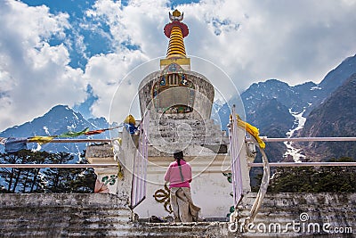 White stupa at Yumthang Valley in Lachung Sikkim, India. Editorial Stock Photo