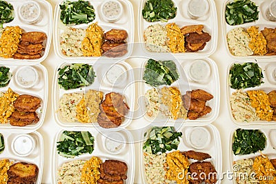 White styrofoam lunch boxes Stock Photo