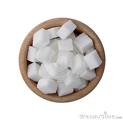 White Sugar Cubes Isolated on White Background Stock Photo