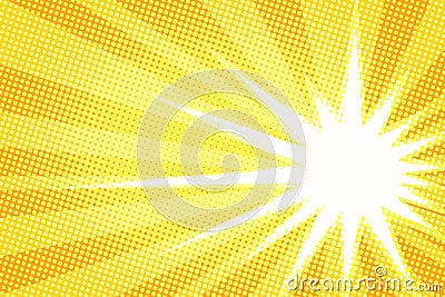 White sun yellow pop art background Vector Illustration