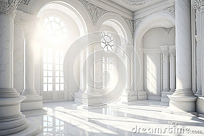 White Sunny Marble Luxury Palace Interior Stock Photo