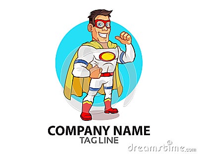 White Superhero Logo Vector Illustration