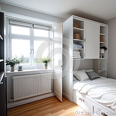 White Sustainable Modern Living Room Interior with Wall Art and Staged Furniture Made with Stock Photo