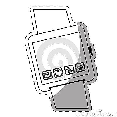 White symbol smartwatch with aplications Cartoon Illustration