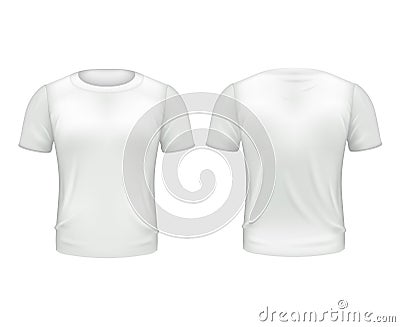 White T-shirt Front Back Template Realistic 3d Vector illustration Vector Illustration