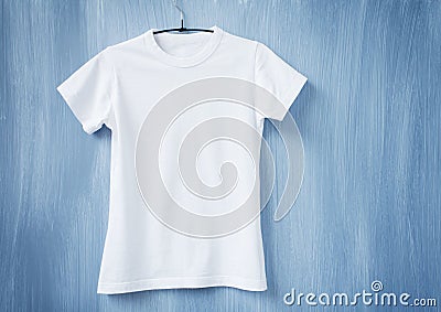White t-shirt on hanger Stock Photo