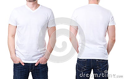 White t shirt on a young man template Stock Photo