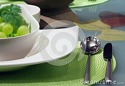 White table settings Stock Photo