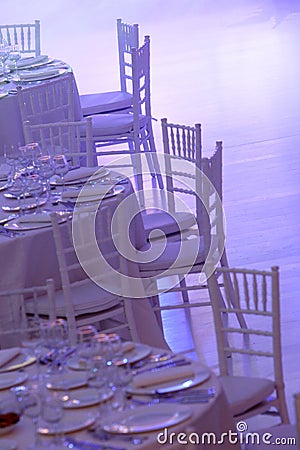 White tables Stock Photo