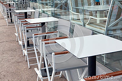 White tables Stock Photo