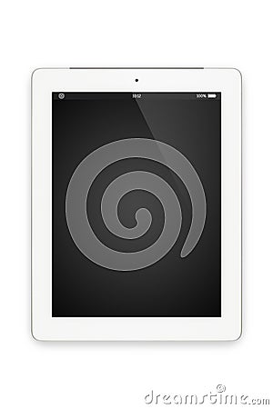 White tablet computer isolated on white. Stock Photo