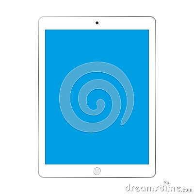 White tablet icon vector eps10. White tablet with blue epmty screen on white background. Vector Illustration