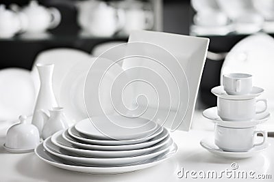 White tableware stylish luxury crockery Stock Photo