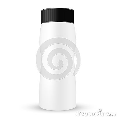 White tall liquid container with black ribbed cap/lid Vector Illustration