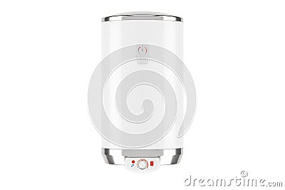 White tank electric water heater or boiler, 3D rendering Stock Photo