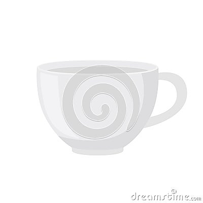 White tea cup in cartoon flat style. Vector illustration Vector Illustration