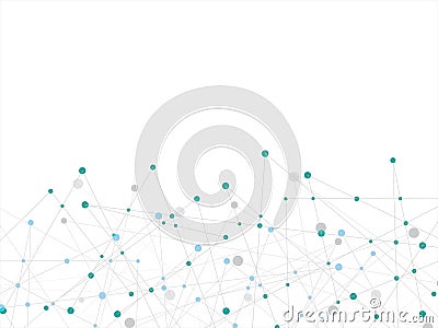 White technology and Science abstract background with blue and grey line dot. Business and Connection concept. Futuristic and Vector Illustration