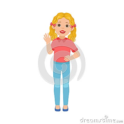 White Teenage Girl With Two Ponytails, Part Of Growing Stages With Kids In Different Age Vector Set Vector Illustration