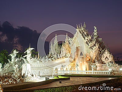 White temple is landmark of Chiangrai, Thailand Stock Photo