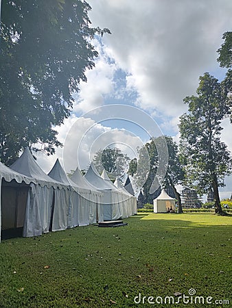 White Tents at Prambanan Temple Editorial Stock Photo