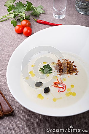 White thick creamy soup Stock Photo