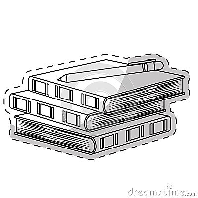 White three notebooks with a pen image Cartoon Illustration