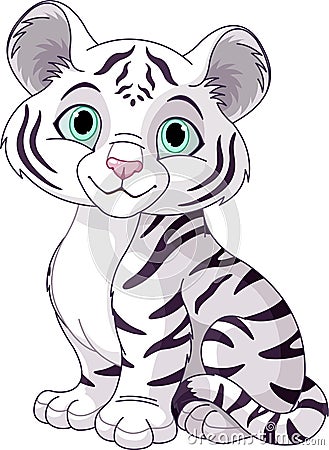 White tiger cub Vector Illustration