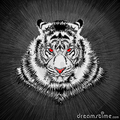 White tiger head Vector Illustration