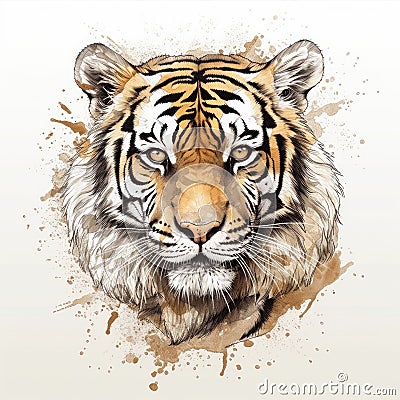 White Tiger Illustration for Posters and Web Design. Stock Photo