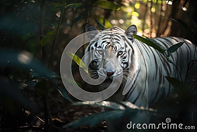 The white tiger walk in the wild Stock Photo