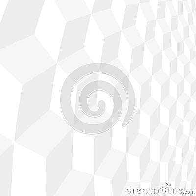 White tile geometric decorative 3d texture - mosaic cubes creative design. Vector distorted background with perspective. Vector Illustration