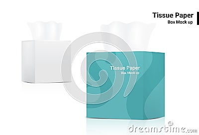 White Tissue Box Mock up Realistic product packaging on white background vector Vector Illustration