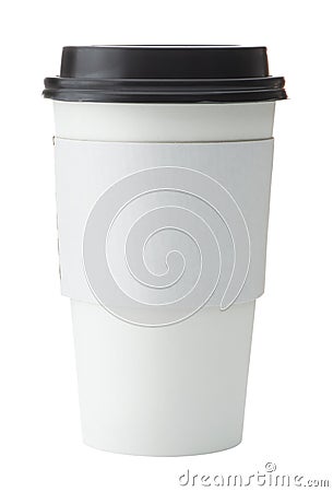 White To Go Coffee Cup with Black Lid Stock Photo