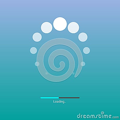 White to transparent preloader, waiting for web page progress. Isolated loading icon on blue and green background. Vector Illustration