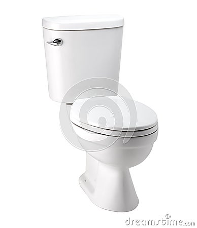 White toilet bowl in bathroom with clip path Stock Photo